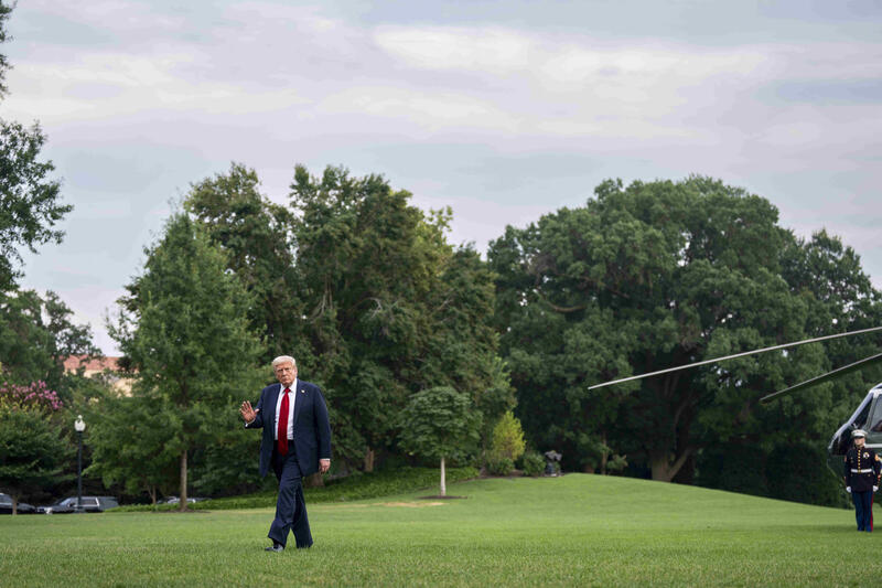 President Donald Trump Returns to the White House in Washington, DC
