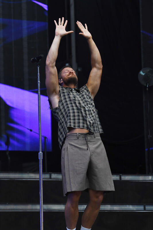 Imagine Dragons performing at Tottenham Hotspur Stadium in London