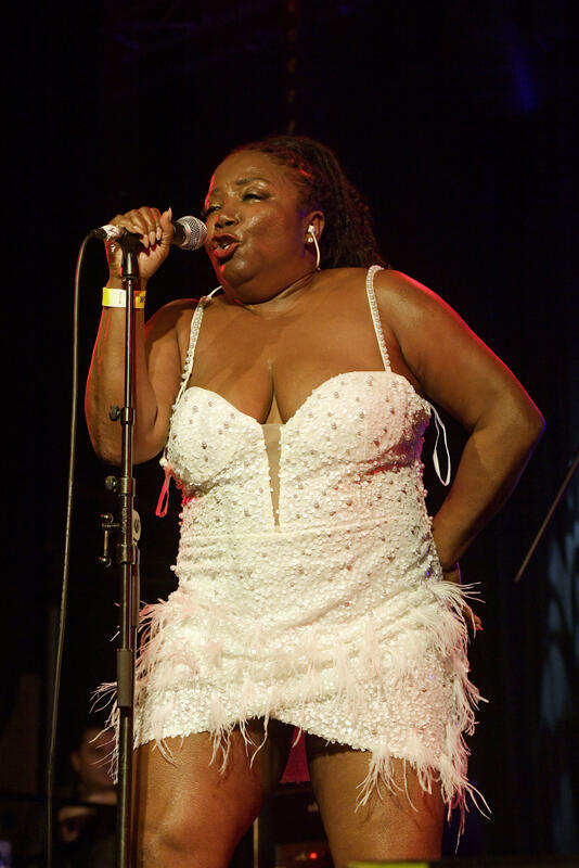 Robbin Kapsalis performing at The January Blues Festival