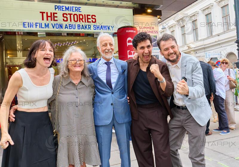 Copyright: Starpix / A. Tuma, 07.07.2026 Wien ,   Valerie PACHNER, A Ahmed SHAWKY,   Elisabeth SHAWKY- ARNEITZ,   mir EL-MASRY,   Abu Bakr SHAWKY (Regisseur) ,  Kinopremiere von " The Stories" im Gartenbaukino Wien